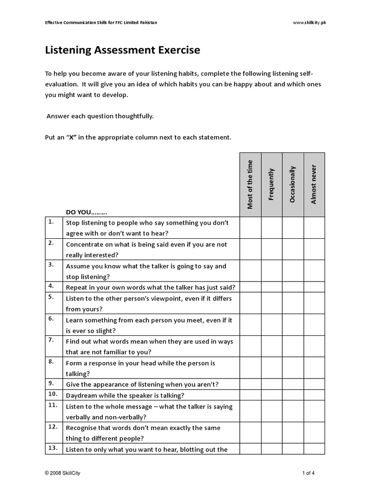 FFC Communication Pre-Course Task | PDF | Communication | Learning