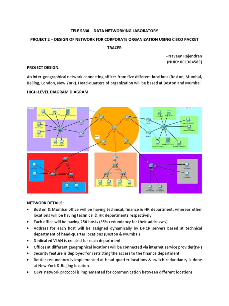 Corporate Network Design with Cisco Packet Tracer | PDF | Computer ...