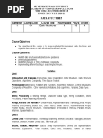 Semester Course Code Course Title Hours/Week Hours Credits II C4 Data Structures 4 60 4