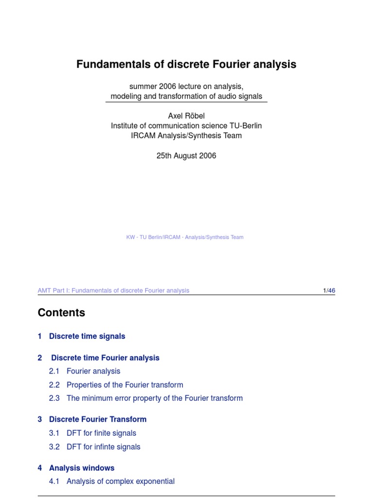 Discrete Fourier Analysis Fundamentals | PDF | Discrete Fourier ...