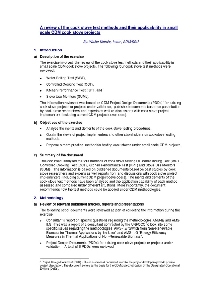 Review of Cook Stove Test Methods 29 Mar 11 | PDF | Clean Development ...