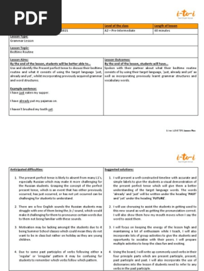 TEFL Lesson Plan 180 Hours (Assignment 2)