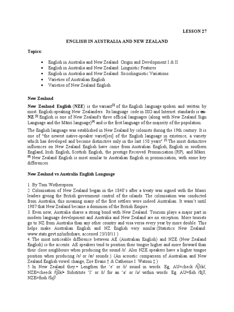 English Variants in Australia and NZ | PDF | English Language | Cognition