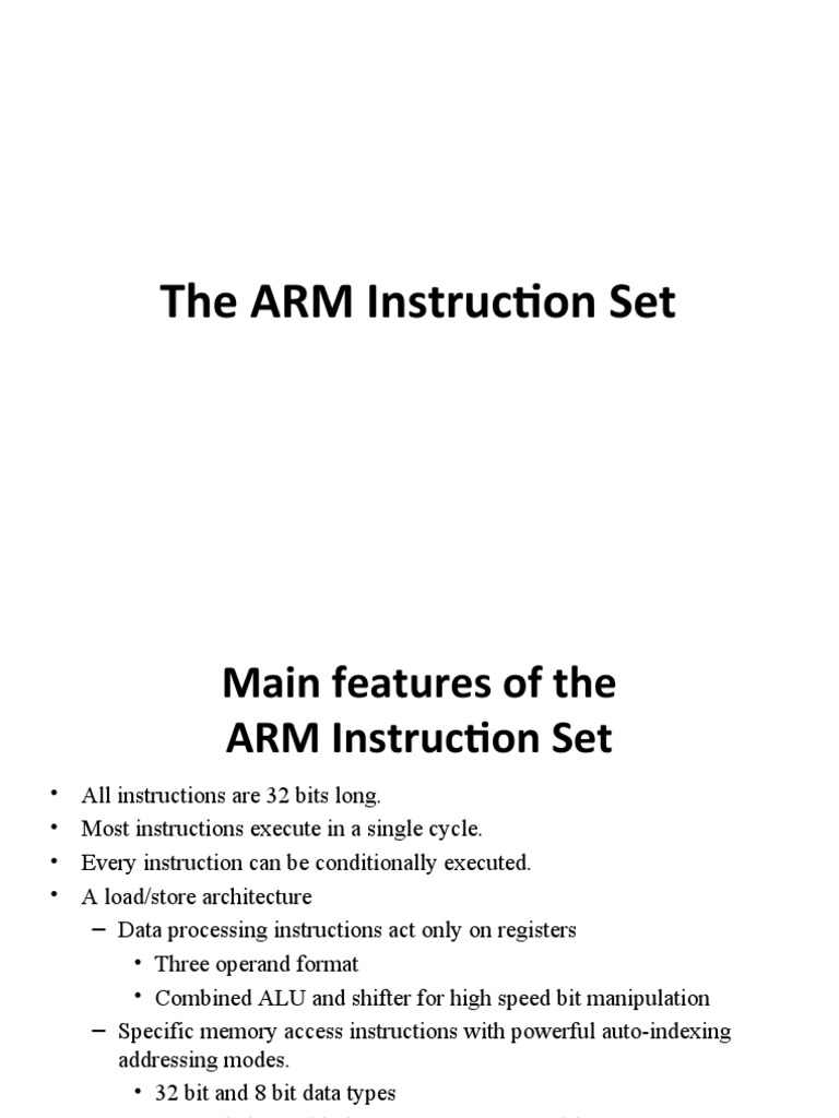 Overview of ARM Instruction Set | PDF | Arm Architecture | Computer ...