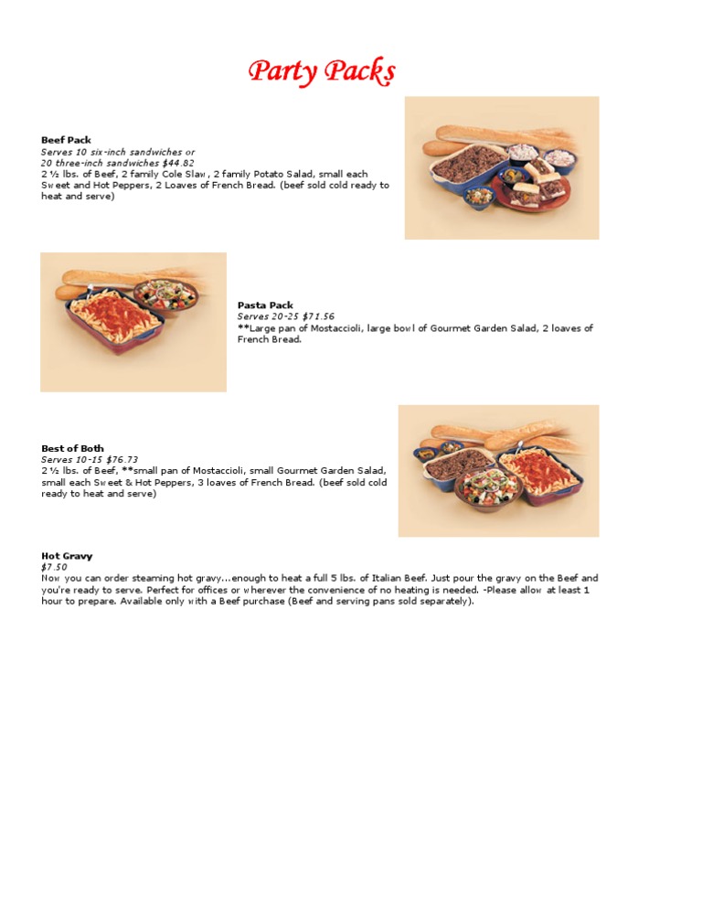 Affordable Party Packs for Catering | PDF | Wellness