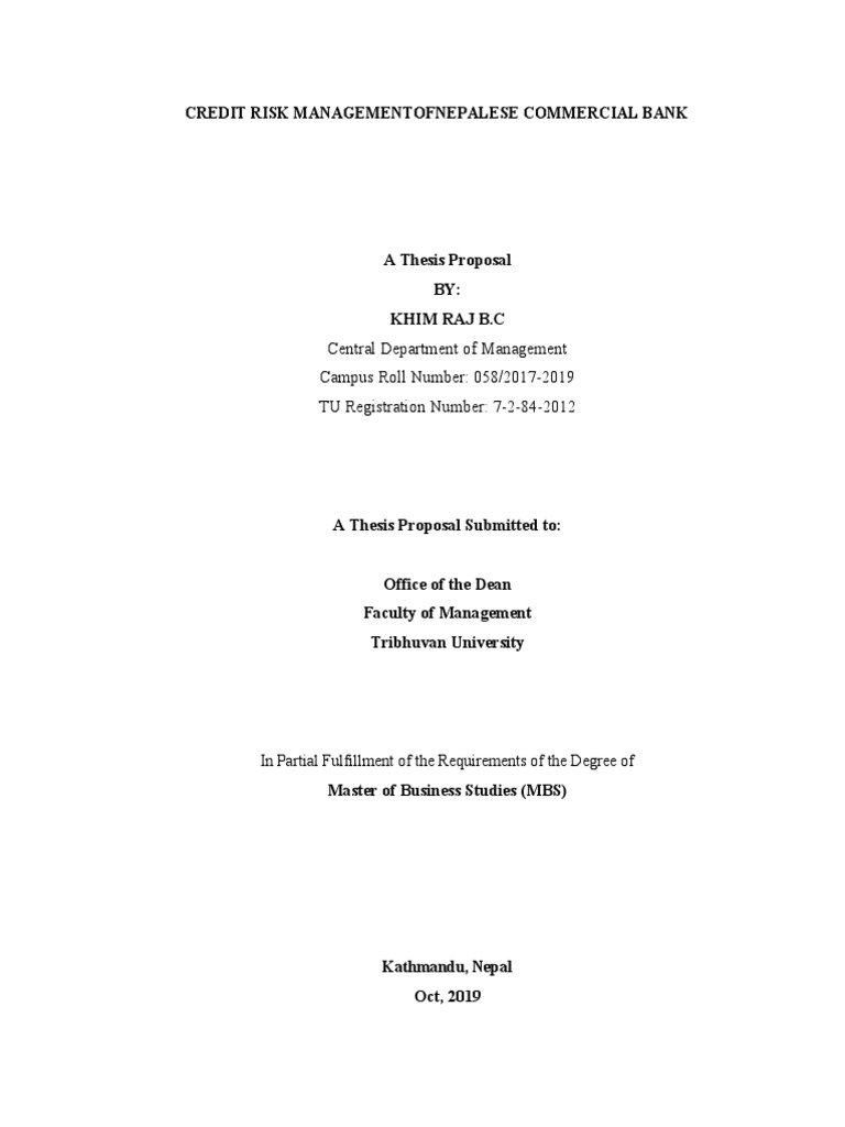Proposal CR Risk | PDF | Risk | Banks