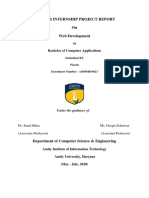 Summer Internship Project Report On Web Development: Bachelor of Computer Applications