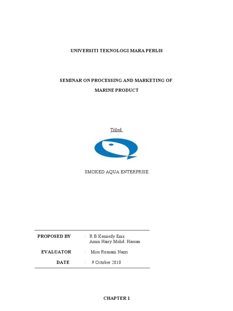 Business Plan (Smoked Fish) Marketing Business