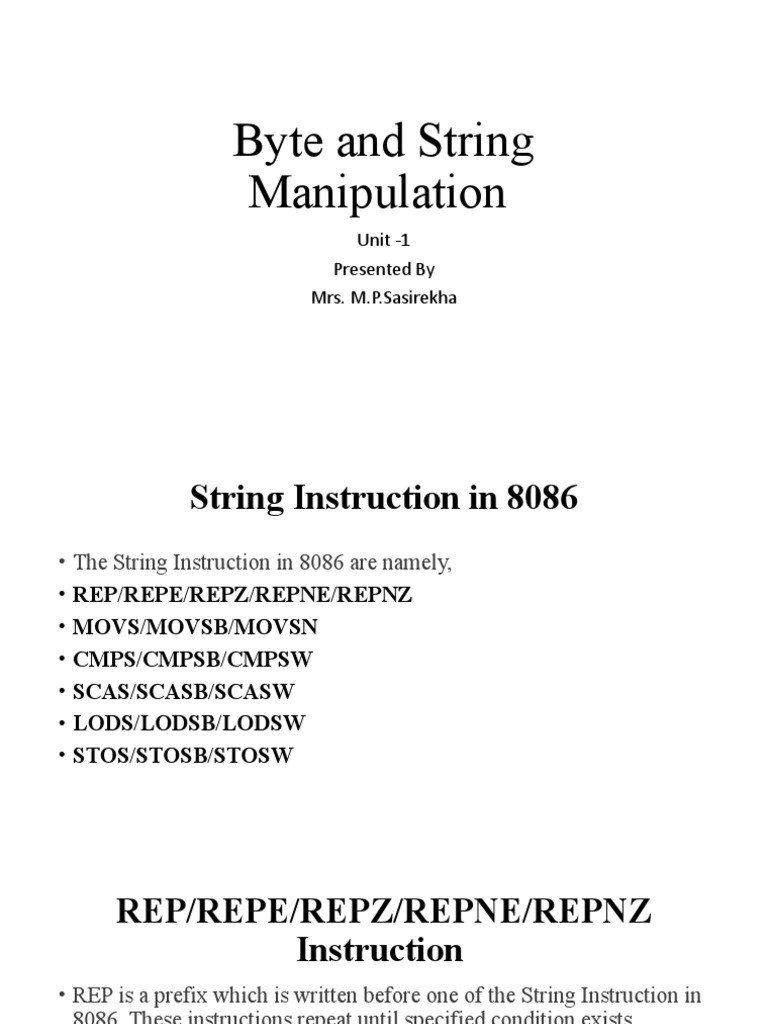 Byte and String Manipulation 8086 PDF Software Engineering