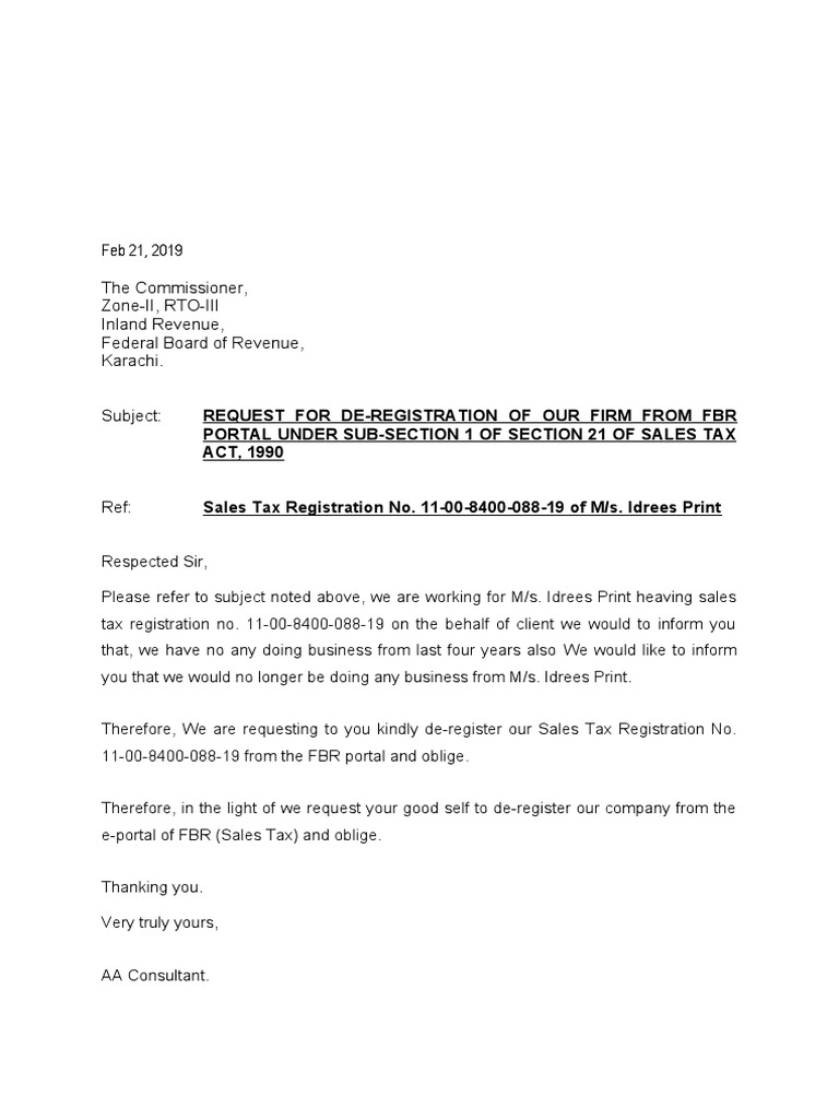 De Registration of Sales Tax PDF