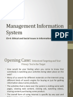 Management Information System: Ch-4: Ethical and Social Issues in Information Systems