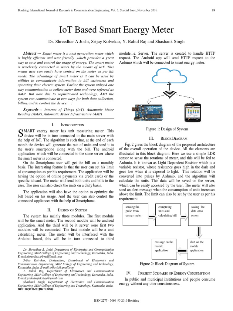 IoT BASED SMART ENERGY METER PDF Of Things Computing