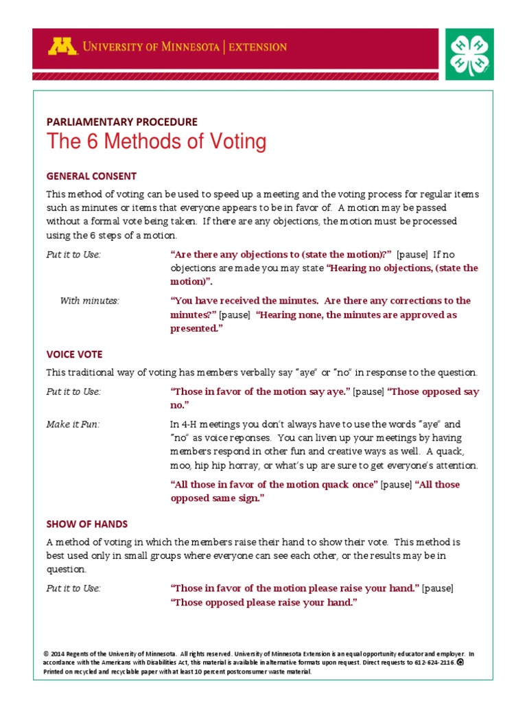 6 methods of voting pdf voting democracy