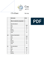 Cost Sheet: CS of Lassi