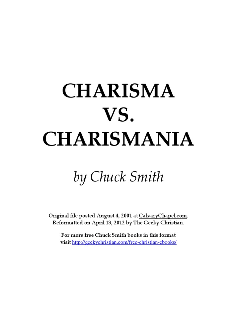 Charisma Versus Charismania PDF God The Father Trinity