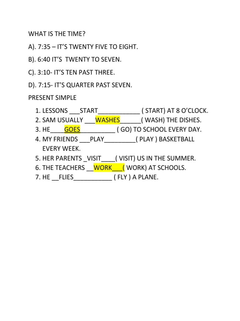 WHAT Is The TIME - Docx I Present Simple | PDF