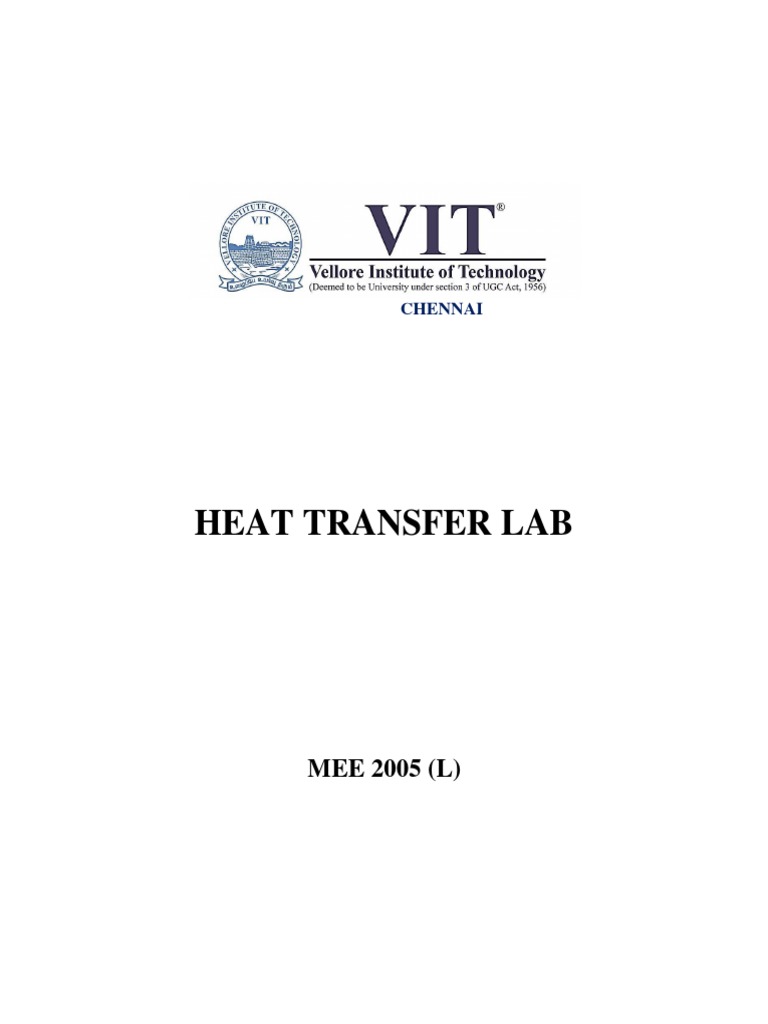 MEE2005 Heat Transfer Lab Manual | PDF | Heat Transfer | Thermal Conduction