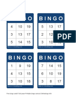 Bingo Cards For Kids 1-20