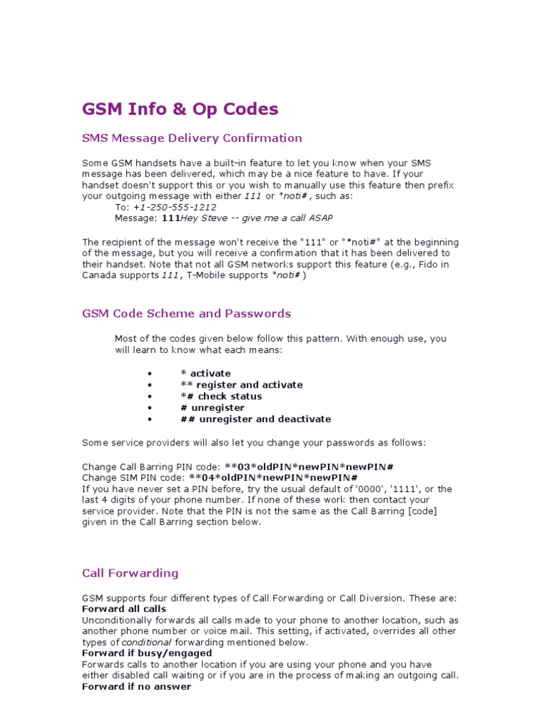 GSM Codes PDF Subscriber Identity Module Sprint Corporation