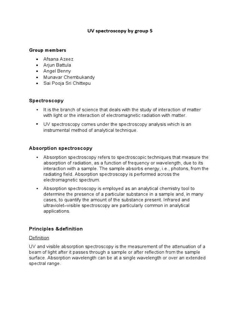 UV Spectroscopy Overview and Applications | PDF | Absorption ...