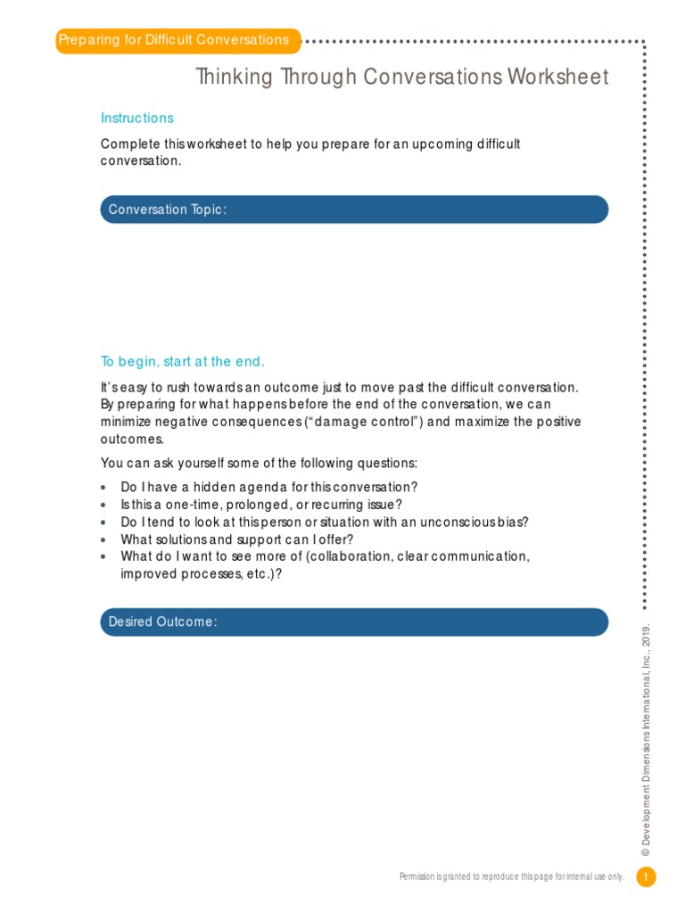 Thinking Through Conversations Worksheet | PDF | Conversation | Credibility
