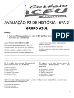 Avaliação p2 de História - 6ºa2 - Azul