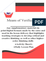 Means of Verification: Activity Sheet/s Daily Lesson Plan