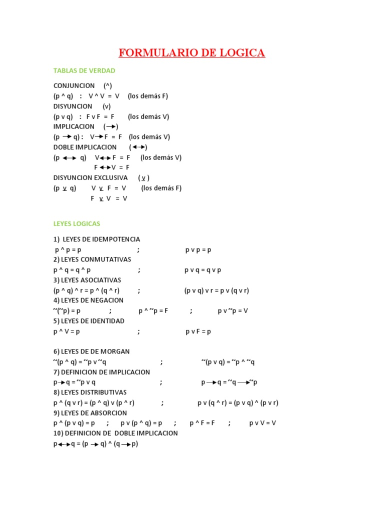 Lógica: Tablas y Reglas Esenciales | PDF