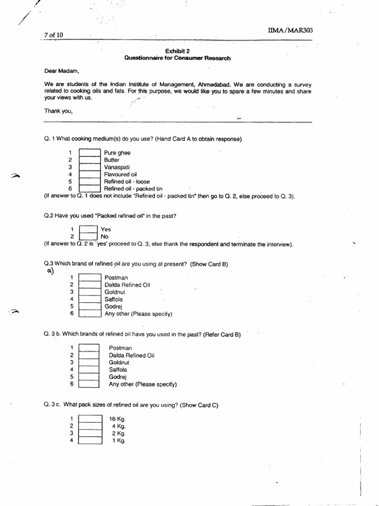 India Products LTD - Questionnaire | PDF