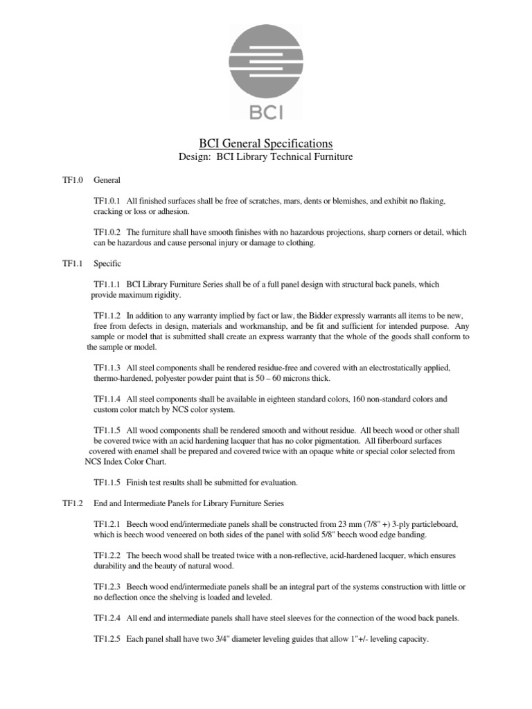 Library Technical Furniture Specifications | Download Free PDF ...