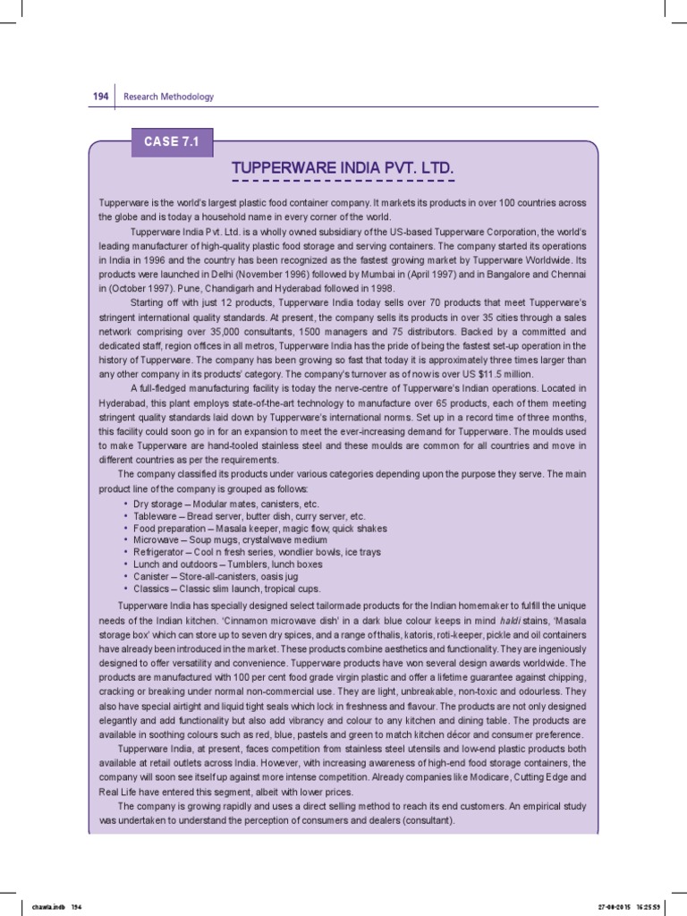 Case 1 Tupperware | PDF | Tableware | Foods