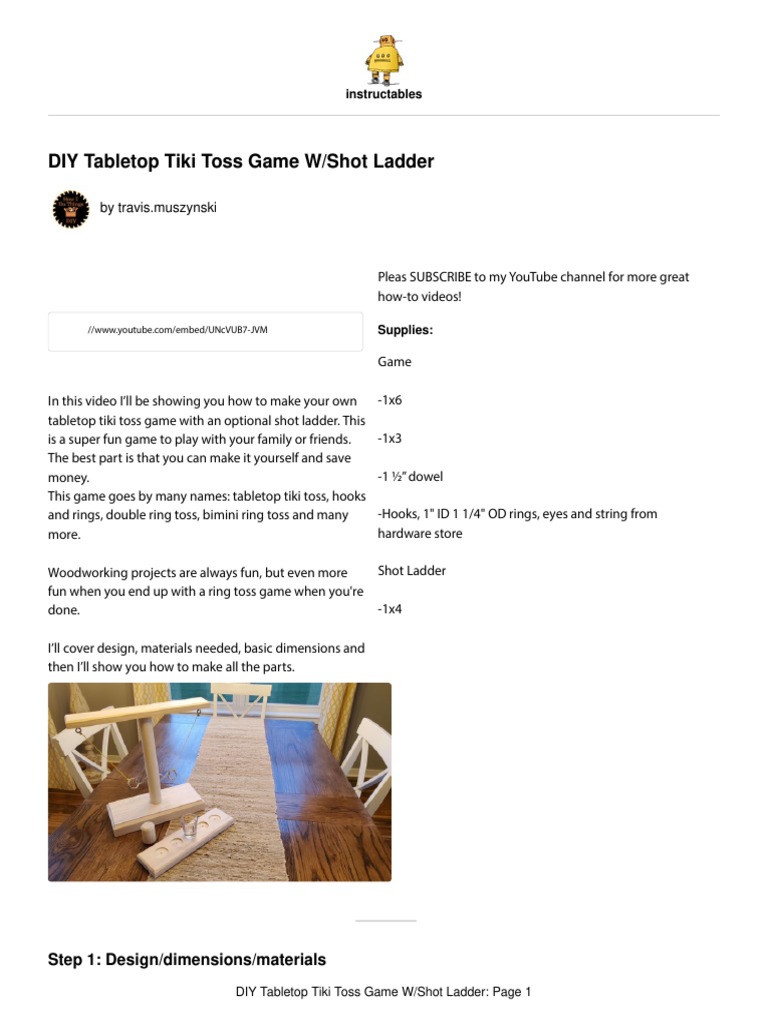 DIY Tabletop Tiki Toss Game WShot Ladder | PDF | Woodworking