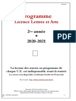 Brochure - Lettres Et Arts Programme L2-2020-2021 - reluMLB Relu JR