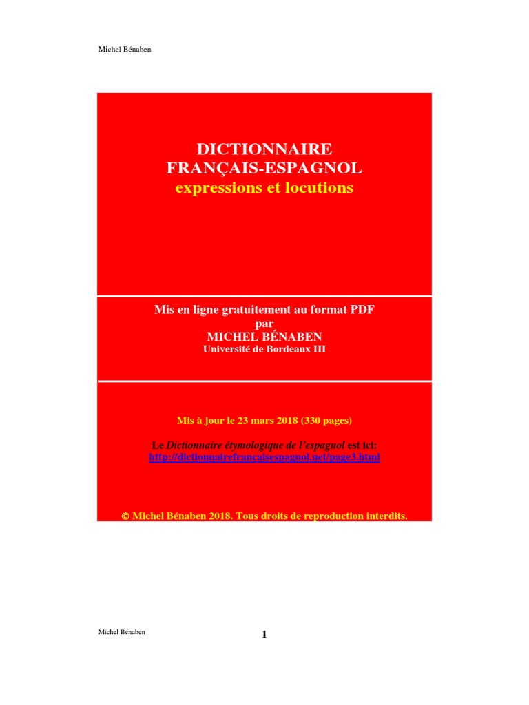 Dictionnaire Francais Espagnol Pdf Dictionnaire