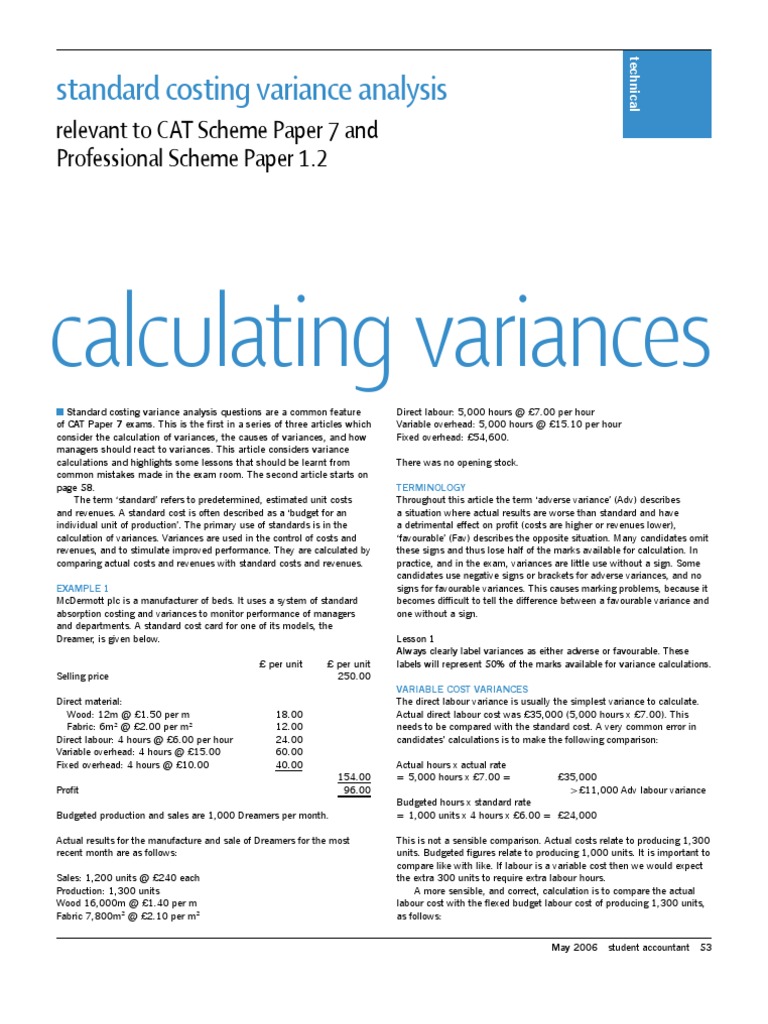 Variance | Download Free PDF | Variance | Cost