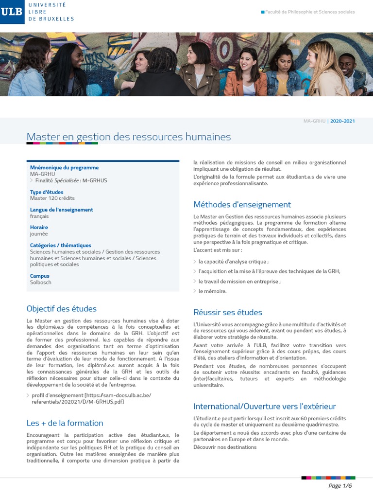 Master en Gestion des Ressources Humaines | PDF | Gestion des ...