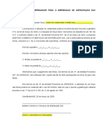 Comunicação Do Empregador para o Empregado de Antecipação Das Férias