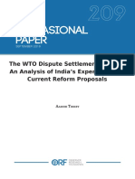 The WTO Dispute Settlement System: An Analysis of India's Experience and Current Reform Proposals