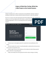 Implement All Techniques of Black Box-Testing, White Box Testing Taking Your Mini Project As The Context System