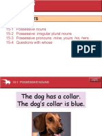 15-1 Possessive Nouns 15-2 Possessive: Irregular Plural Nouns 15-3 Possessive Pronouns: Mine, Yours, His, Hers, 15-4 Questions With Whose