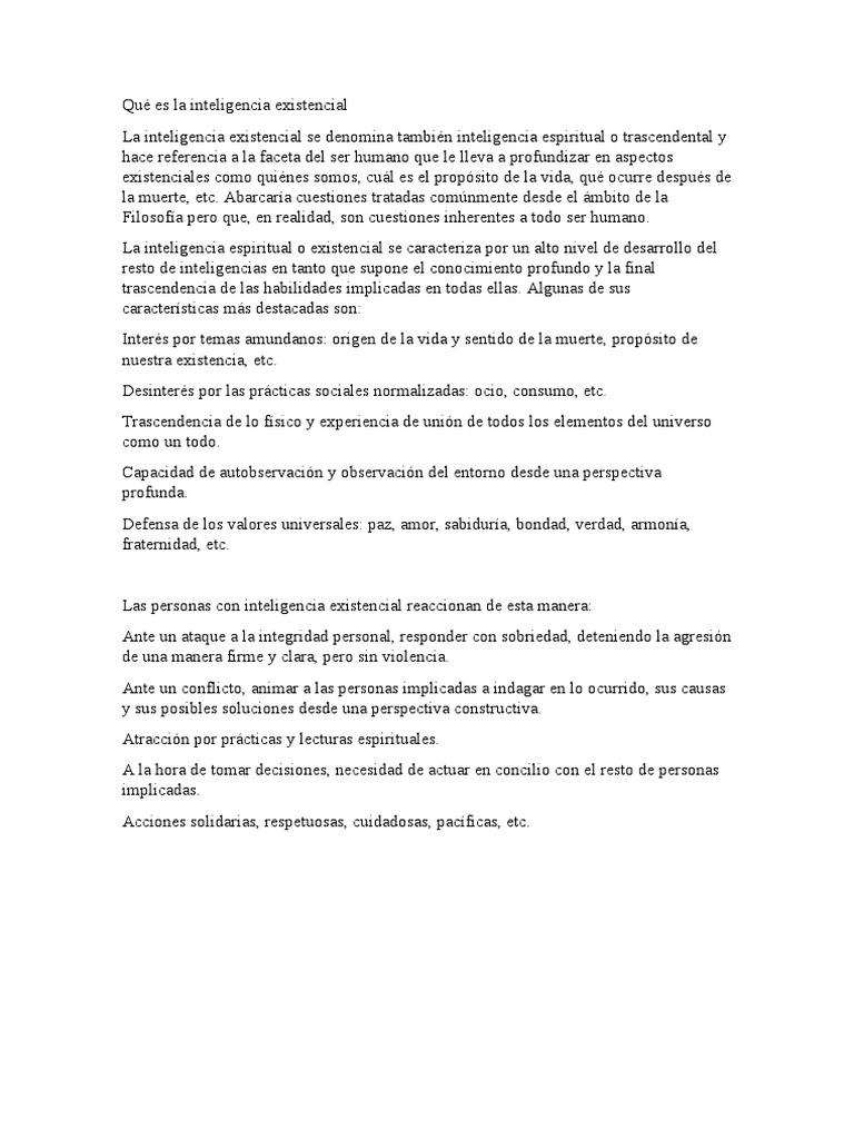 Qué Es La Inteligencia Existencial PDF