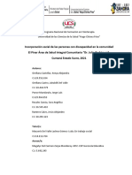 Incorporación Social de Las Personas Con Discapacidad en La Comunidad El Pinar Área de Salud Integral Comunitaria "Dr. Julio Rodríguez", Cumaná Estado Sucre, 2021