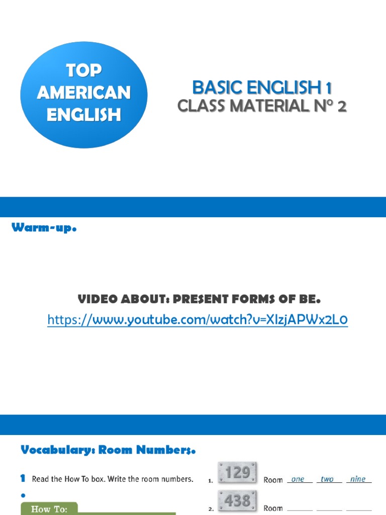 Class Material #2 - Basic English 1 | PDF