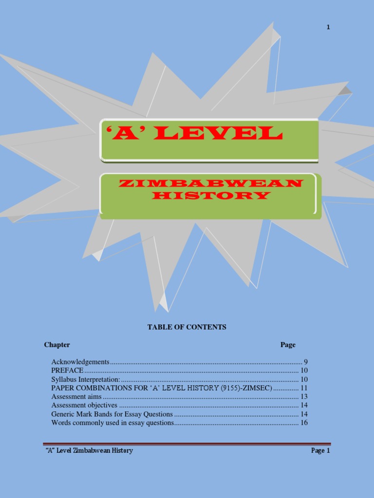 'A' Level Zimbabwean History PDF Zimbabwe Essays