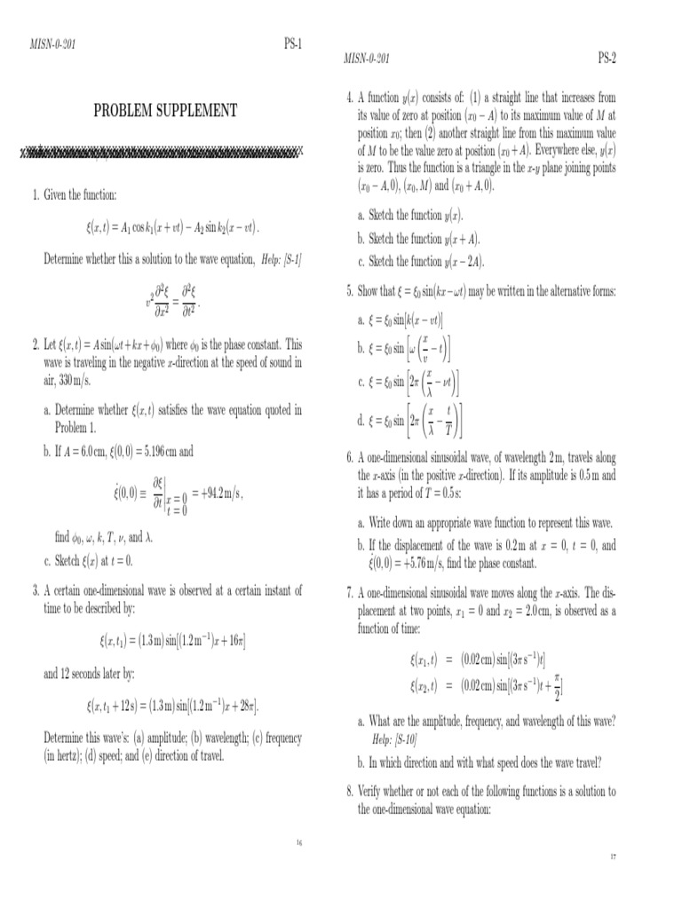 Wave Equation Examples+sol | PDF | Waves | Trigonometric Functions