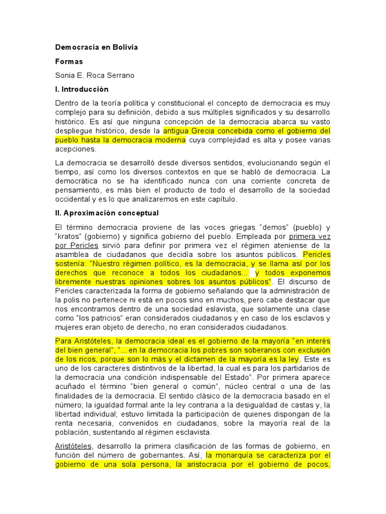 Evolución y Conceptos de Democracia en Bolivia | PDF | Democracia ...