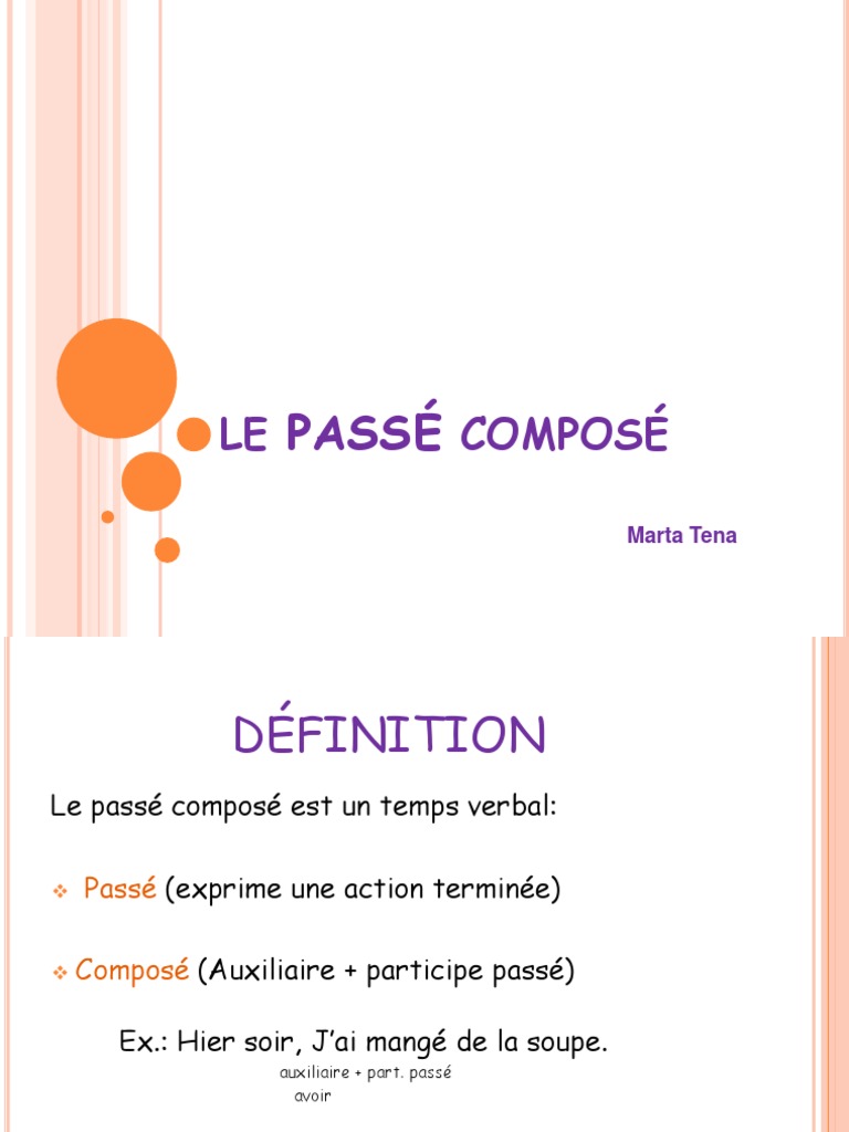 Définition du passé composé en français | PDF | Verbe | Grammaire