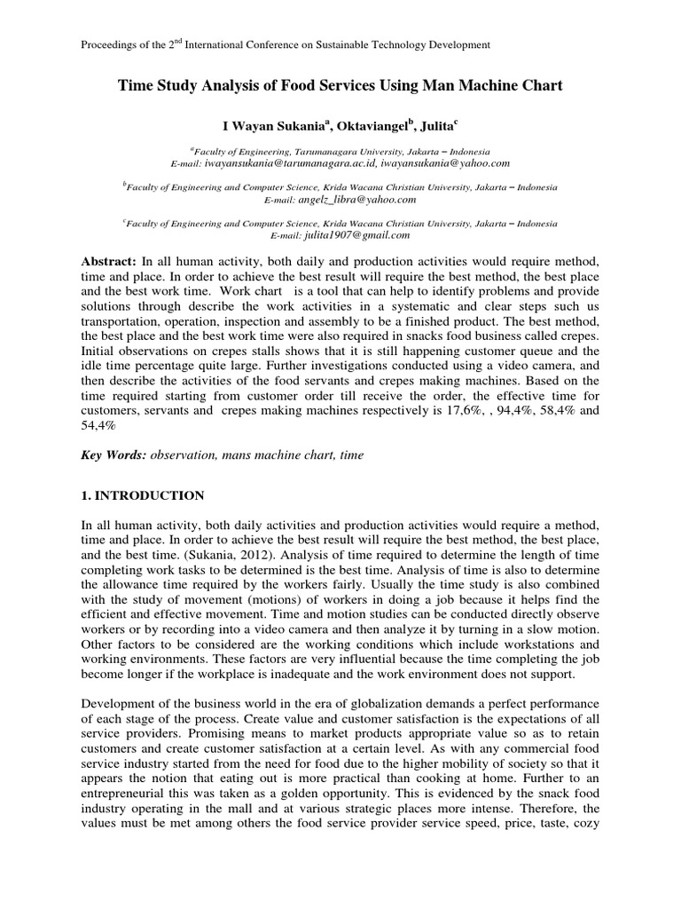 Man-Machine Chart in Food Service Analysis | PDF | Employment | Value ...