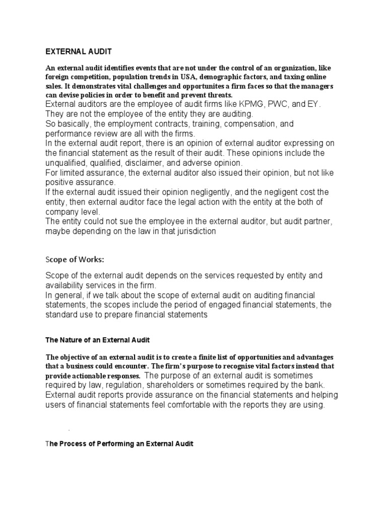 EXTERNAL AND INTERNAL Audit | PDF | Audit | Financial Audit