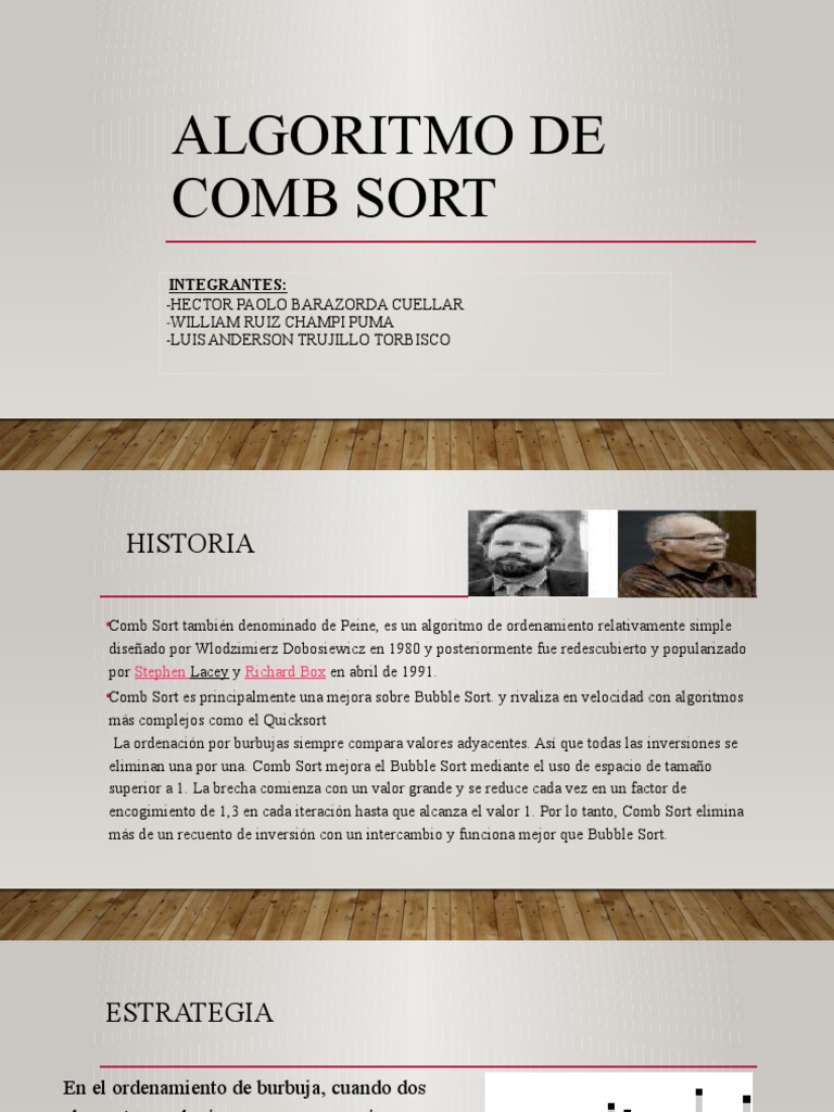 Algoritmo Comb Sort: Ventajas y Comparación | PDF | Informática teórica ...